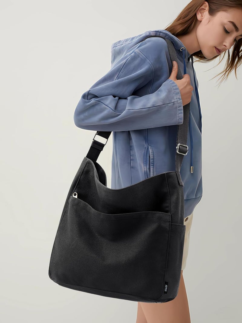 KALIDI FANCY FOREST KALIDI Canvas Tote Bag Large Hobo Crossbody Shoulder Handbag Zipper Messenger Bag for Women or Men Casual College Work - Image 2